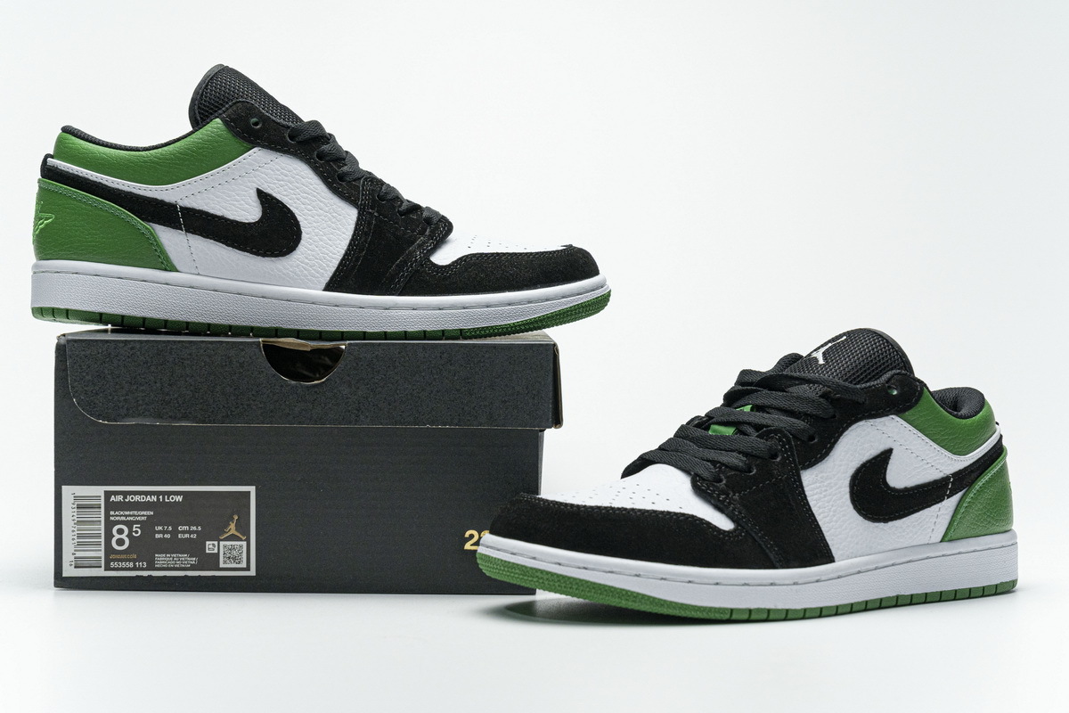 Get Air Jordan 1 Low White Black Mystic Green 553558-113