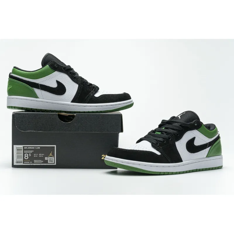Get Air Jordan 1 Low White Black Mystic Green 553558-113