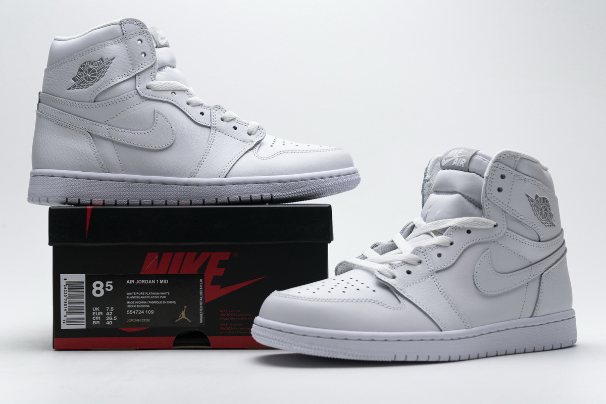 Get Air Jordan 1 Mid GS  white' 554725-109