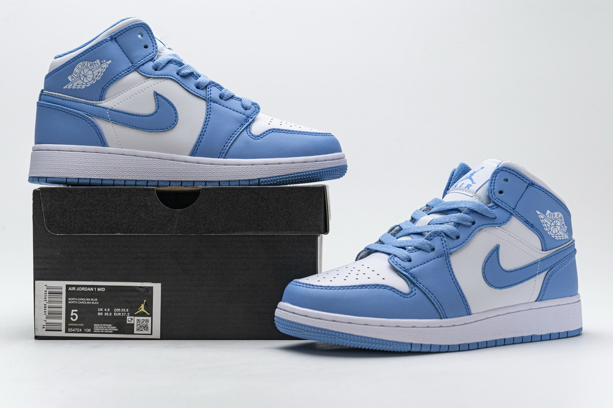 Get Air Jordan 1 Retro Mid UNC 554724-106