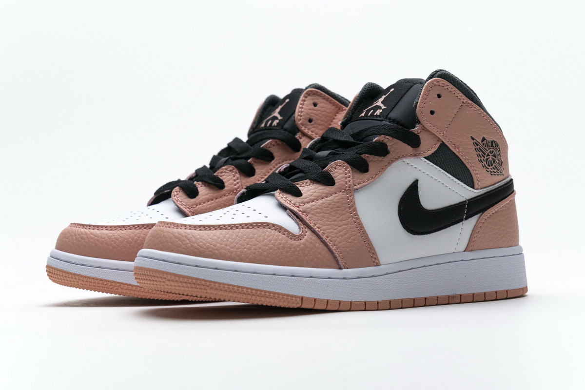 Get Air Jordan 1 Mid Pink Quartz (GS) 555112-603