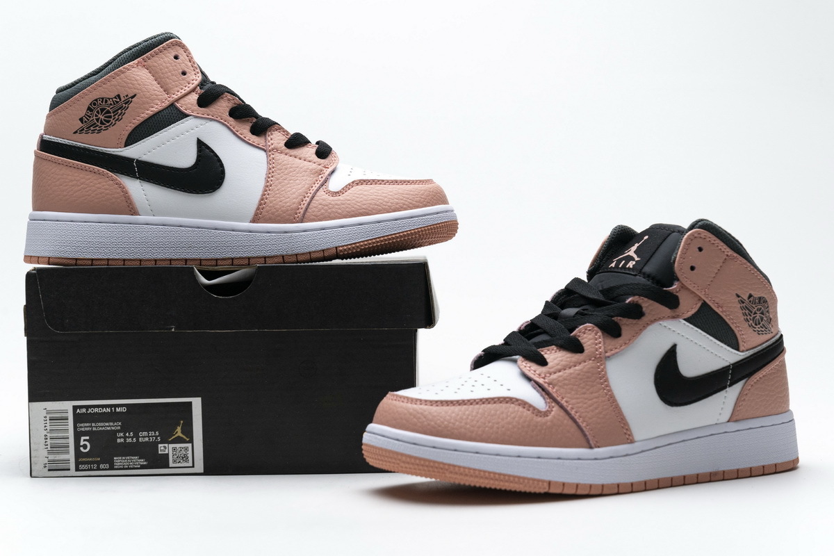Get Air Jordan 1 Mid Pink Quartz (GS) 555112-603