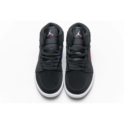 Get Air Jordan 1 Mid Multi-Color Swoosh Black (GS) 554725-065 02