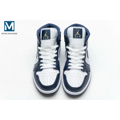 Get Air Jordan 1 Mid White Metallic Gold Obsidian 554724-174 02
