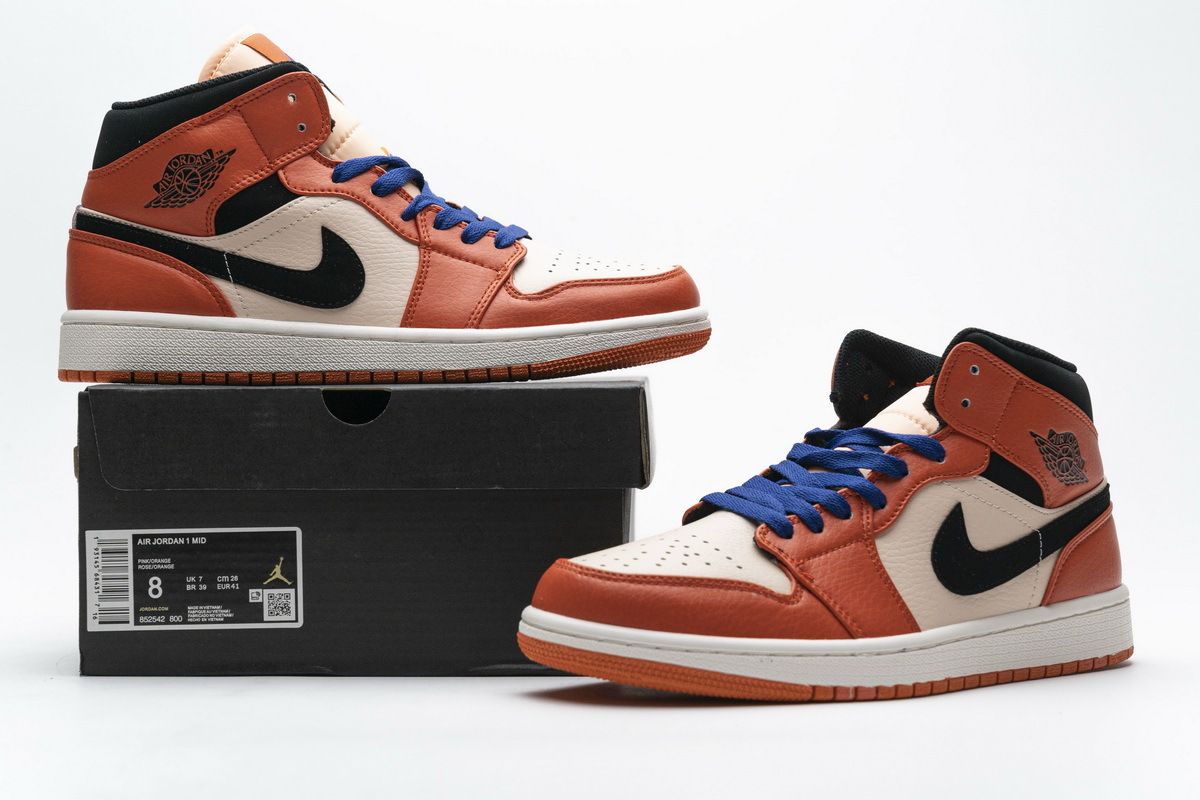 Get Air Jordan 1 Mid Team Orange Black 852542-800