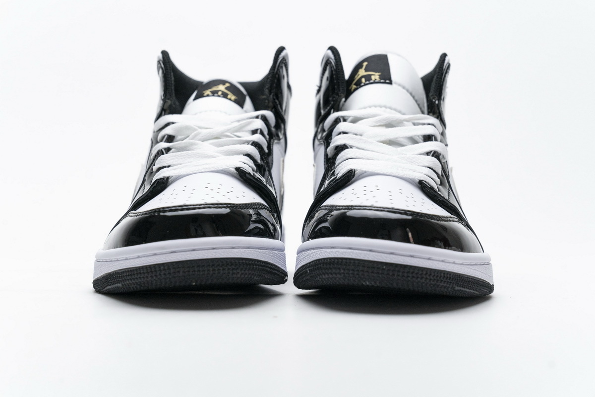 Get Air Jordan 1 Mid Patent Black White Gold 852542-007