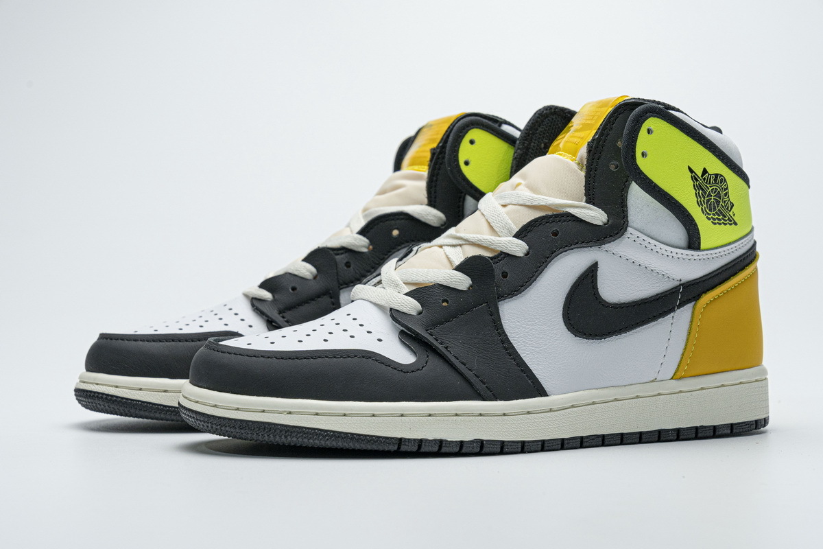 Get Air Jordan 1 Retro High White Black Volt University Gold 555088-118