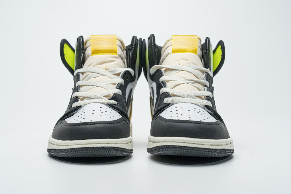 Get Air Jordan 1 Retro High White Black Volt University Gold 555088-118