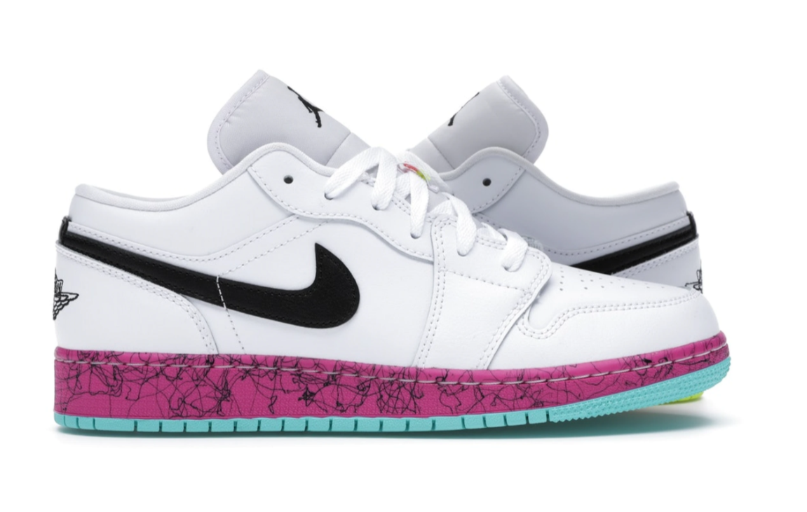 Get Jordan 1 Low Multi-Color Midsoles White (GS) CV9548-100