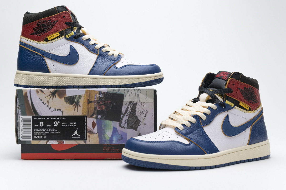 Get Air Jordan 1 Retro High Union Los Angeles Blue Toe BV1420-146
