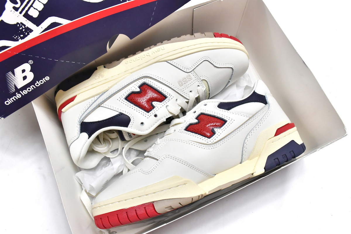 Get Aimé Leon Dore x New Balance 550 White Red Navy BB550A3