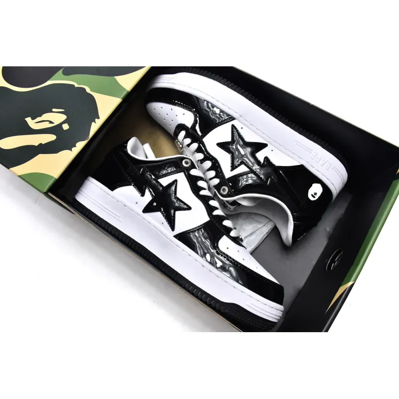 A Bathing Ape Bape Sta Low Black White 1H70-191-001