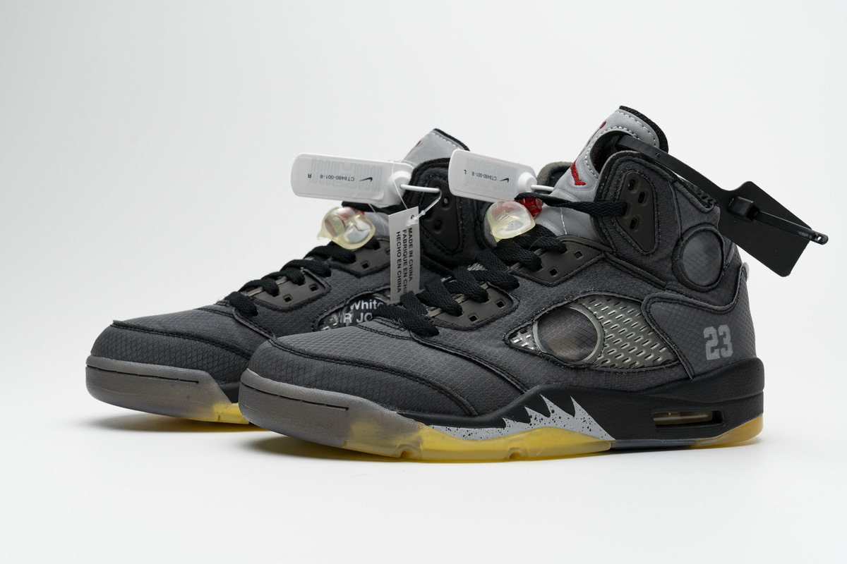 Get Air Jordan 5 Retro Off-White Black CT8480-001