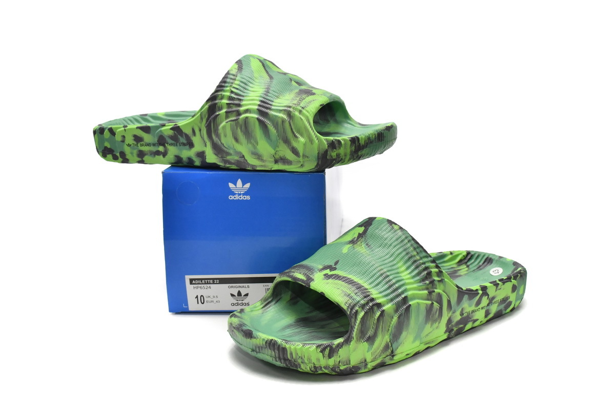 Get adidas originals Adilette 22 Slides Black Green HP6524