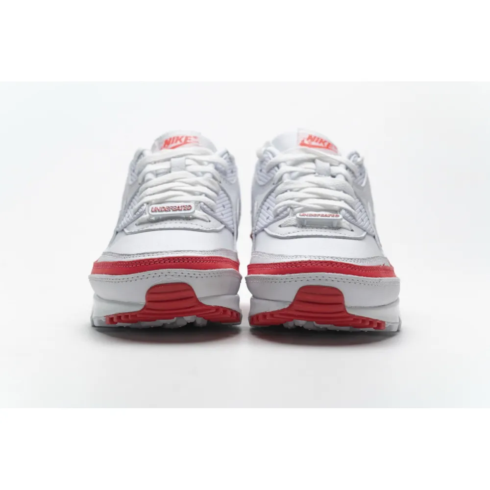 Get Nike Air Max 90 Undefeated White Solar Red CJ7197-103