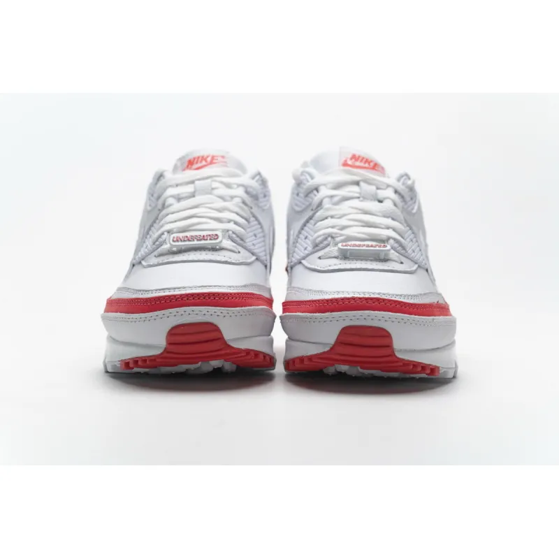 Get Nike Air Max 90 Undefeated White Solar Red CJ7197-103