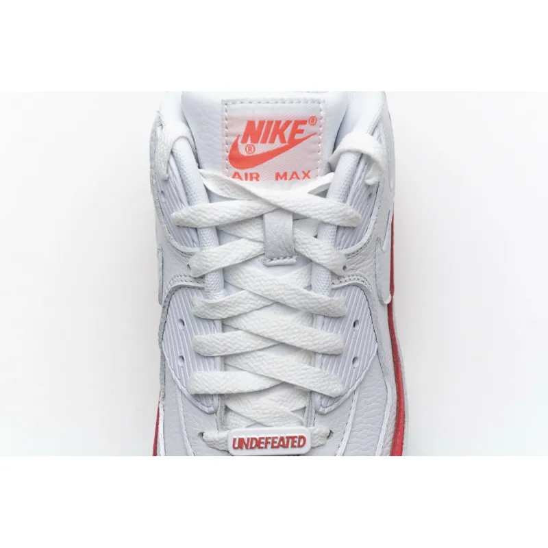 Get Nike Air Max 90 Undefeated White Solar Red CJ7197-103