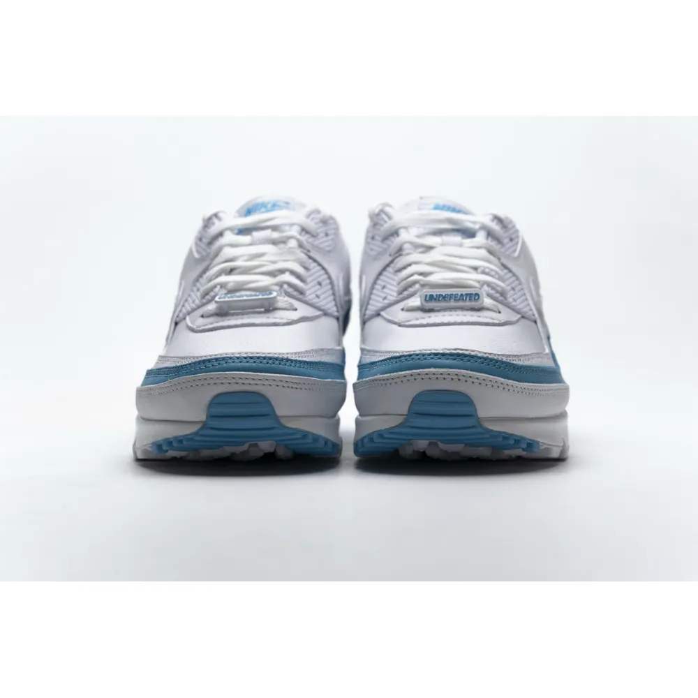 Get Nike Air Max 90 Undefeated White Blue Fury CJ7197-102