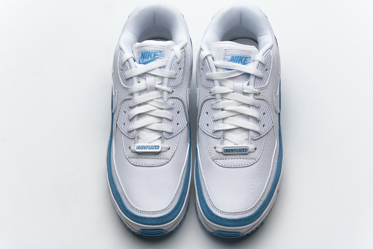 Get Nike Air Max 90 Undefeated White Blue Fury CJ7197-102