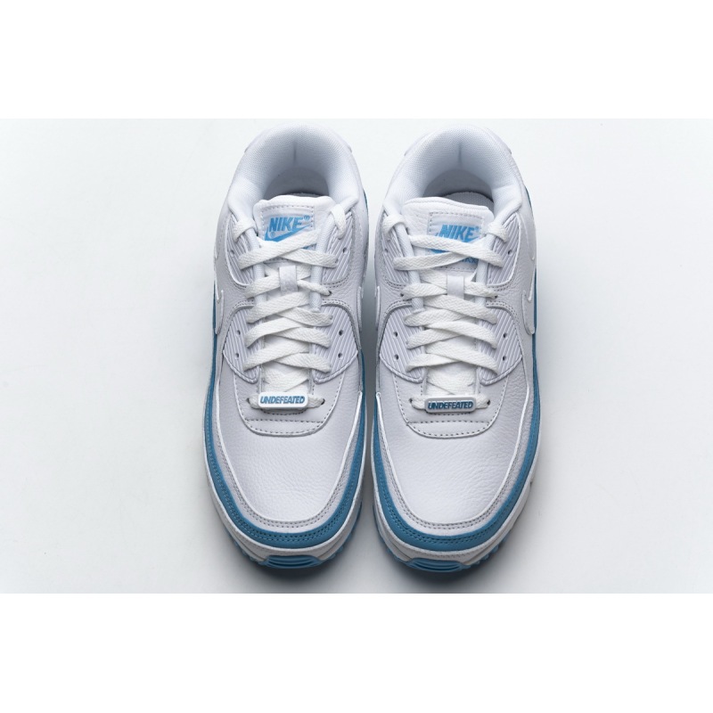 Get Nike Air Max 90 Undefeated White Blue Fury CJ7197-102