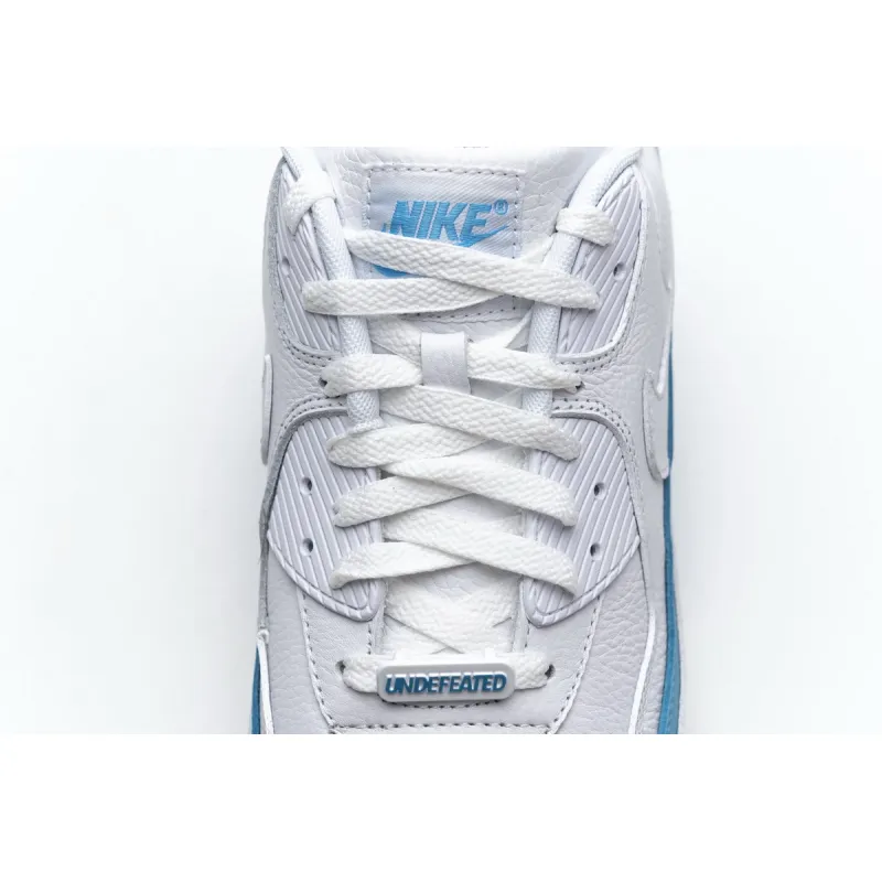 Get Nike Air Max 90 Undefeated White Blue Fury CJ7197-102