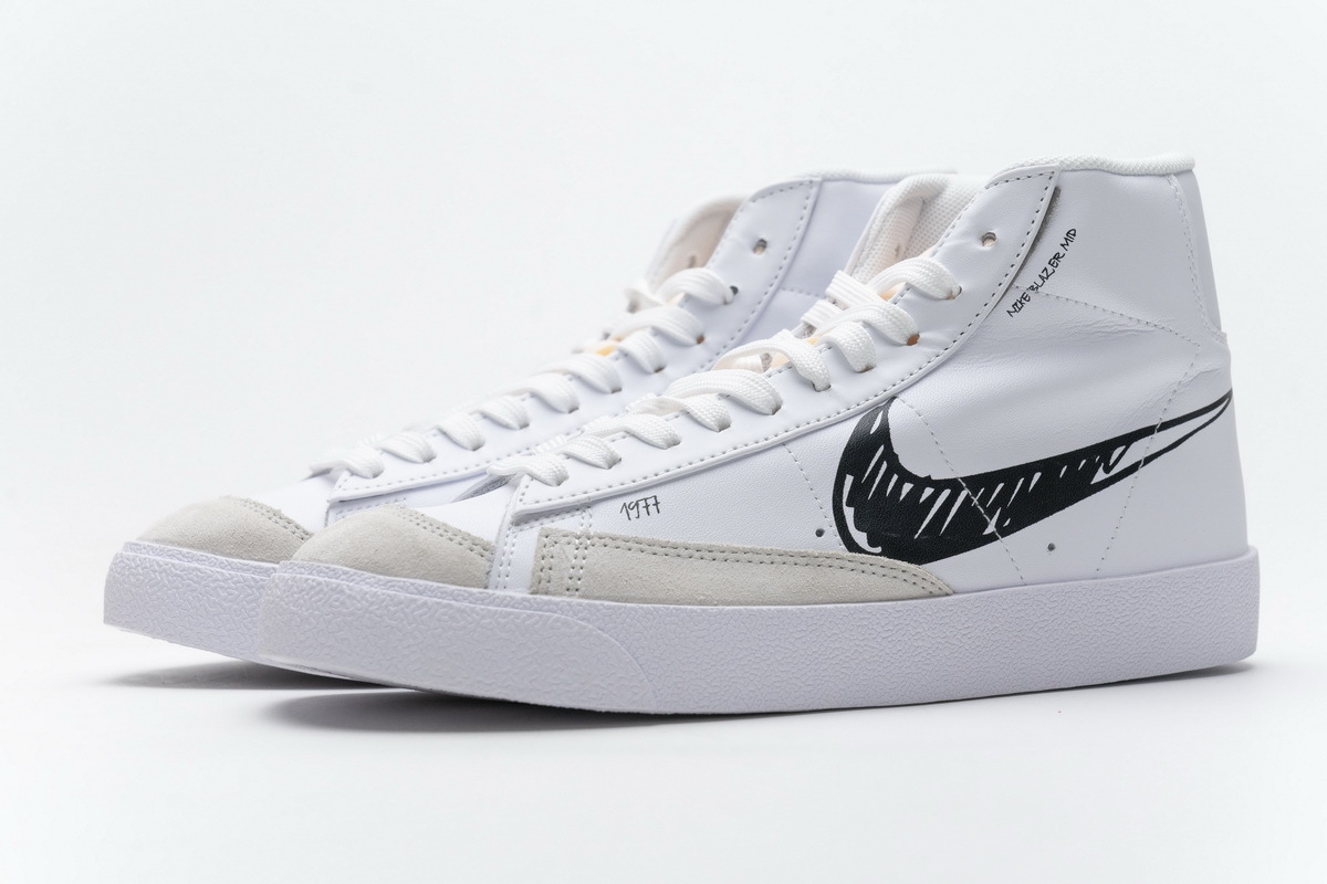 Get Nike Blazer Mid 77 Sketch White Black CW7580-101