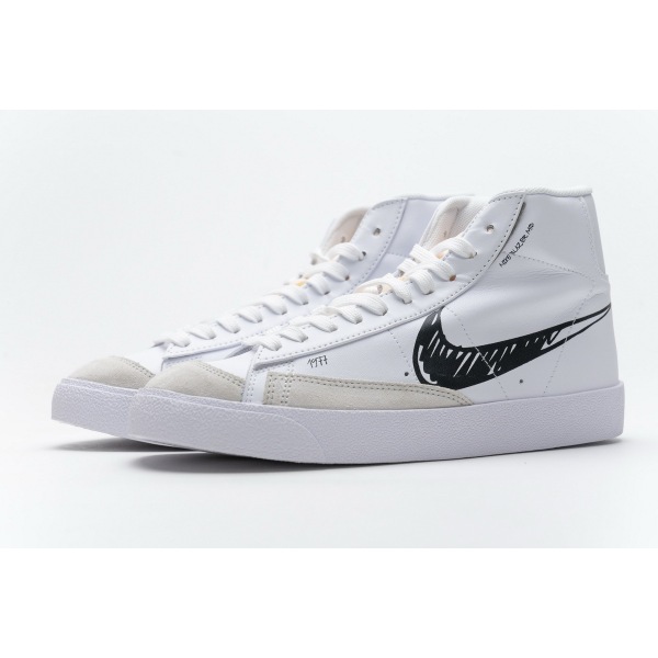 Get Nike Blazer Mid 77 Sketch White Black CW7580-101