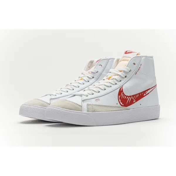Get Nike Blazer Mid 77 Sketch White Red CW7580-100