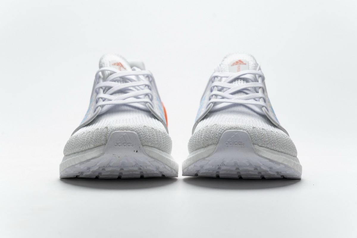 Get Adidas Ultra Boost 20 White Sharp Blue True Orange EG0768