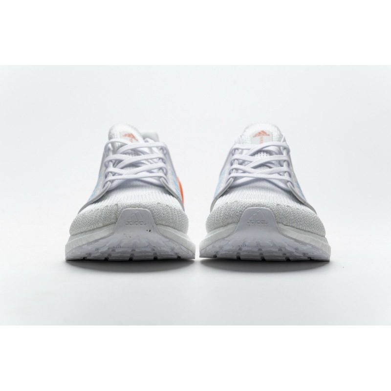 Get Adidas Ultra Boost 20 White Sharp Blue True Orange EG0768