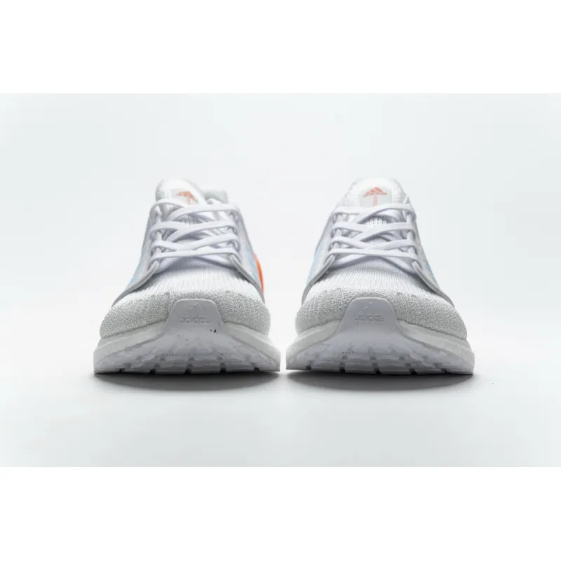 Get Adidas Ultra Boost 20 White Sharp Blue True Orange EG0768