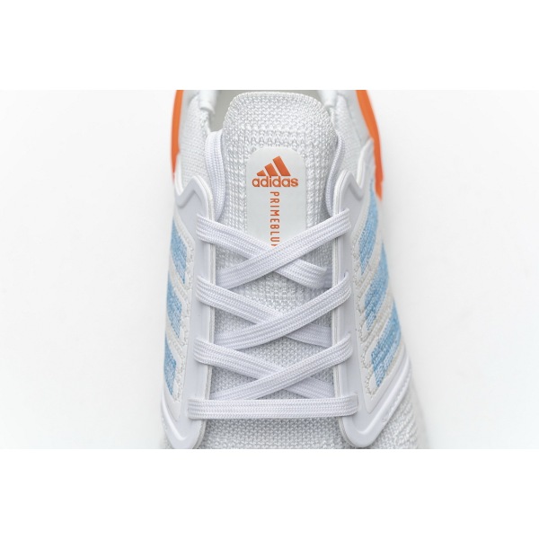 Get Adidas Ultra Boost 20 White Sharp Blue True Orange EG0768