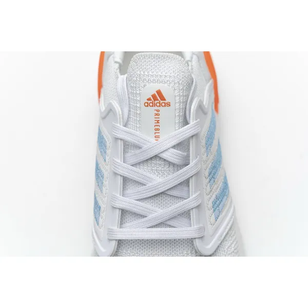 Get Adidas Ultra Boost 20 White Sharp Blue True Orange EG0768