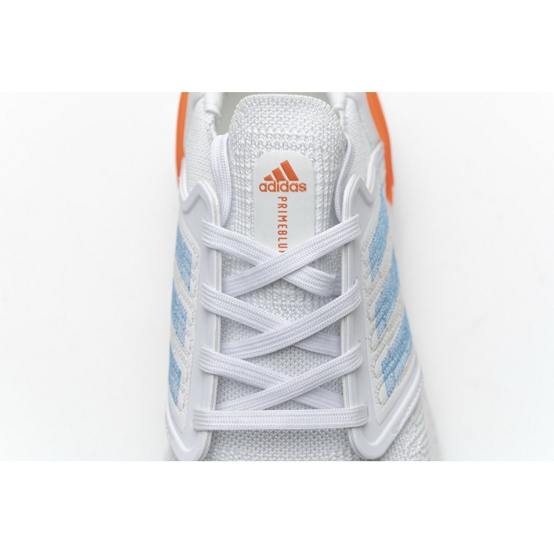 Get Adidas Ultra Boost 20 White Sharp Blue True Orange EG0768