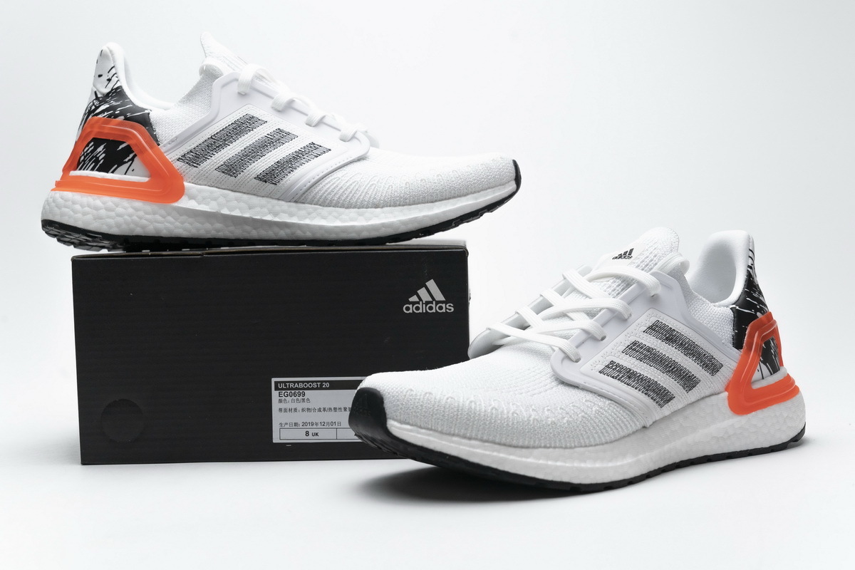 Get Adidas Ultra BOOST 20 Splatter White Black EG0699