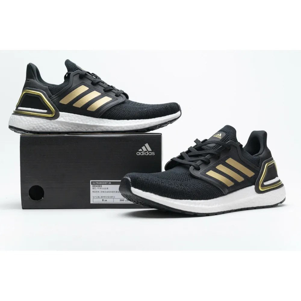 Get Adidas Ultra Boost 20 Black Gold White EE4393