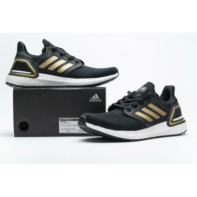 Get Adidas Ultra Boost 20 Black Gold White EE4393