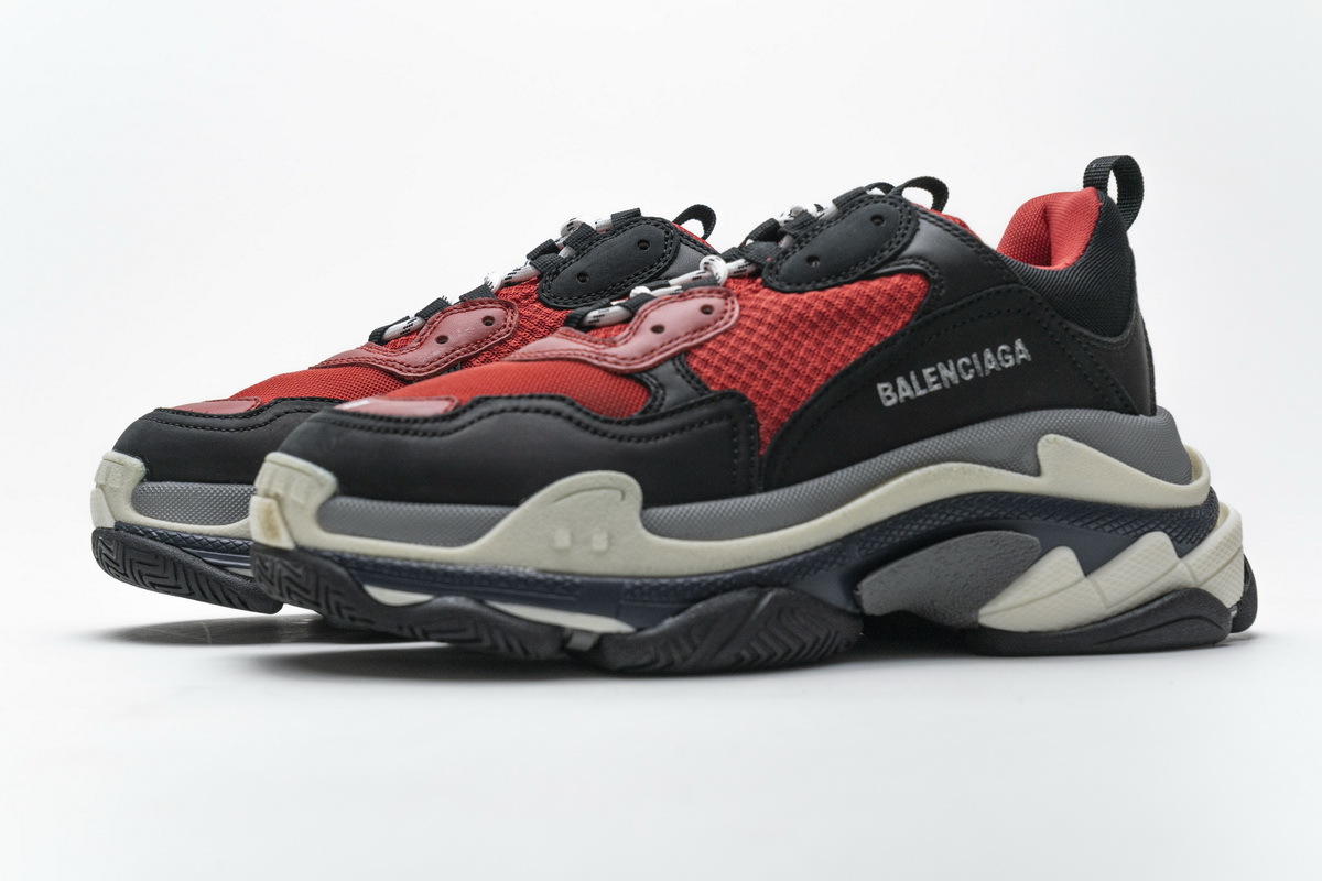 Get Balenciaga Triple S Black Red Grey 483513 W06E1 1006
