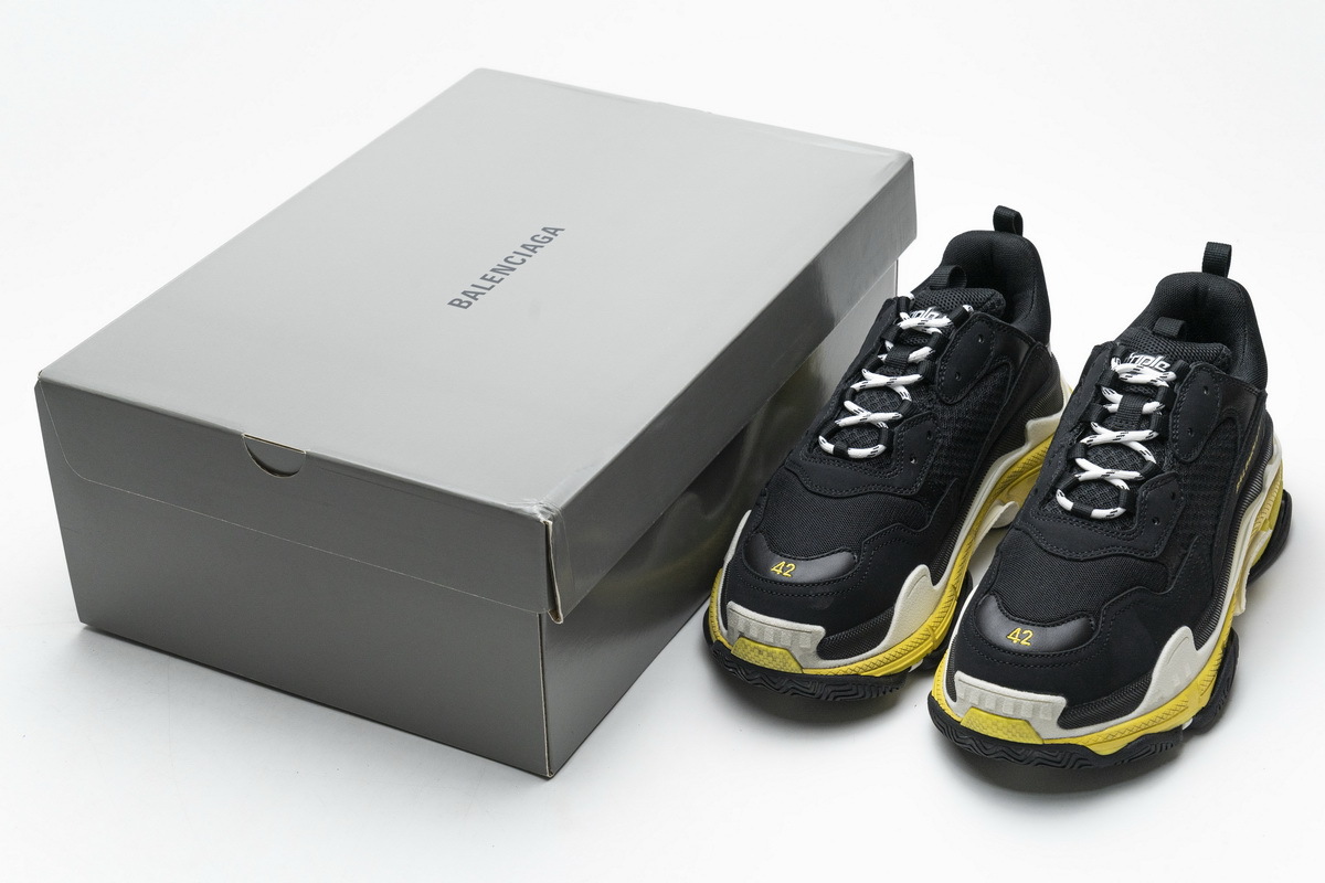 Get Balenciaga Triple S Black Yellow 483513 W06E1 1078