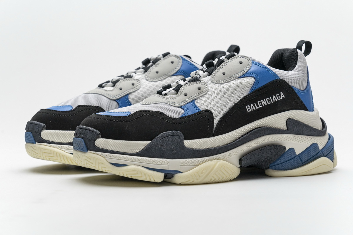 Get Balenciaga Triple S Black Grey Blue 541624 W06E2 7080