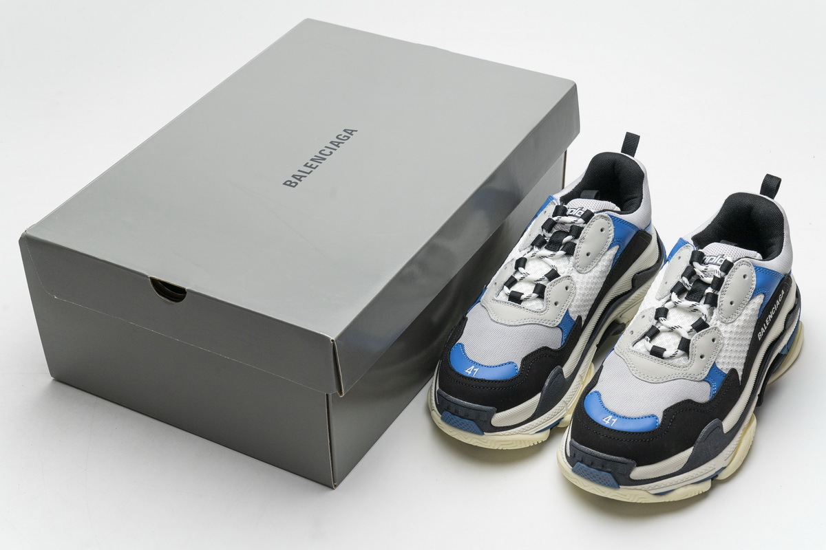 Get Balenciaga Triple S Black Grey Blue 541624 W06E2 7080