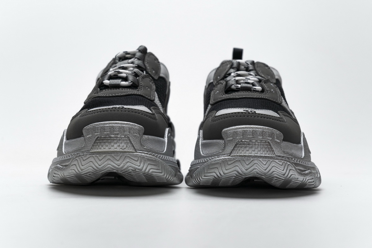 Get Balenciaga Triple S Black Grey Silver 483546 W06F1 0841