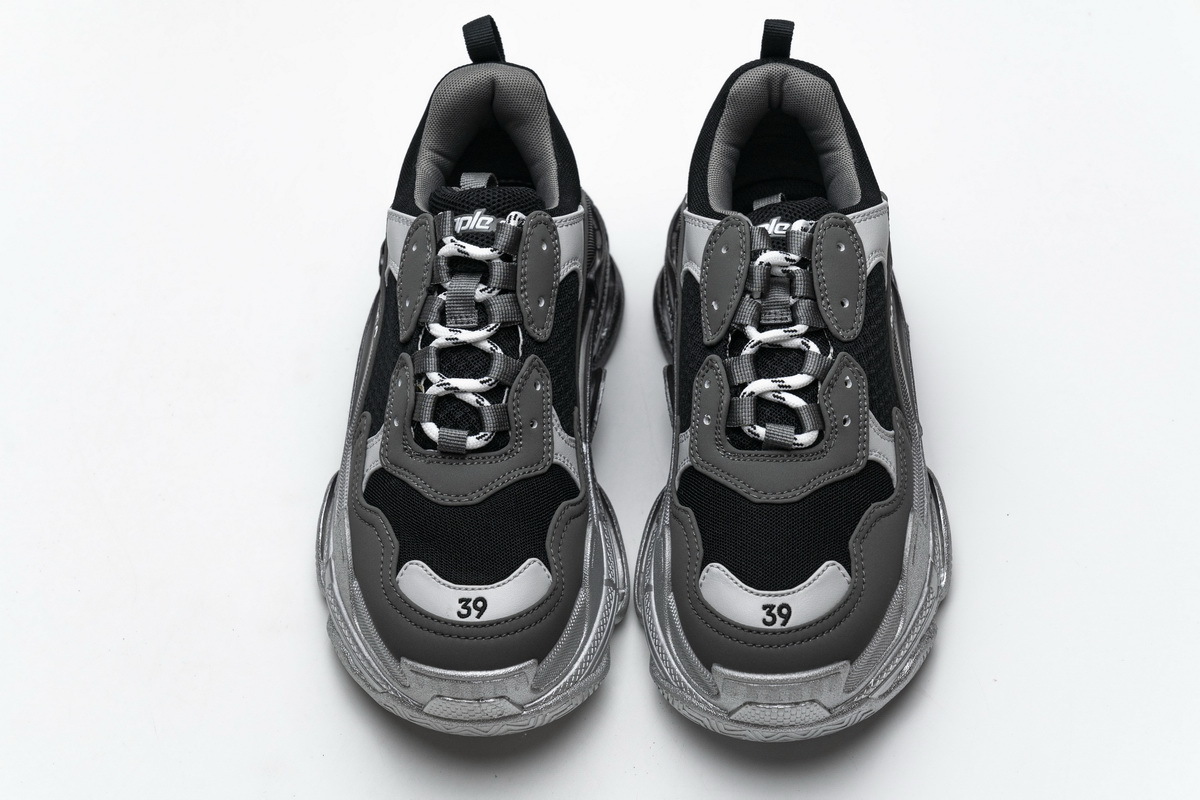 Get Balenciaga Triple S Black Grey Silver 483546 W06F1 0841