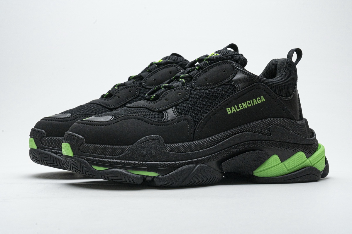 Get Balenciaga Triple S Black Green 524039 W2PW1 4881