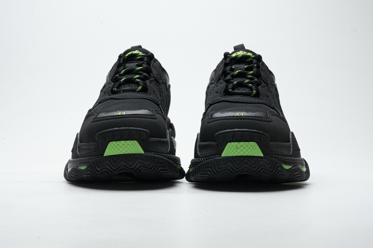 Get Balenciaga Triple S Black Green 524039 W2PW1 4881