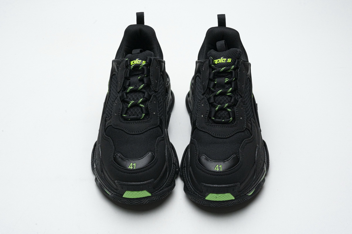 Get Balenciaga Triple S Black Green 524039 W2PW1 4881