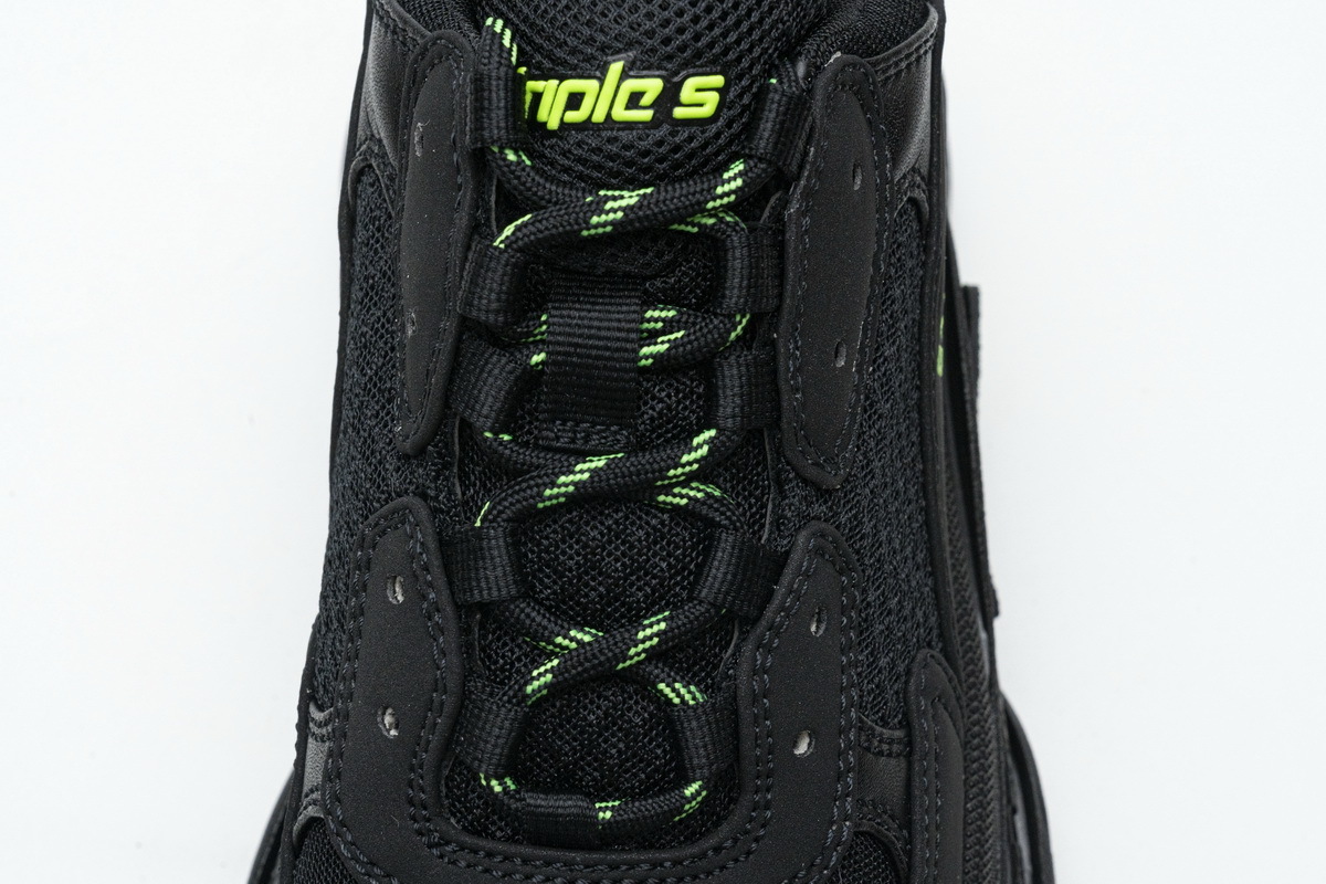 Get Balenciaga Triple S Black Green 524039 W2PW1 4881