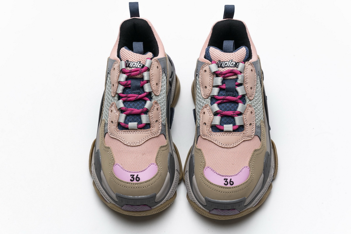 Get Balenciaga Triple S Grey Pink 490672 W09O5 1036