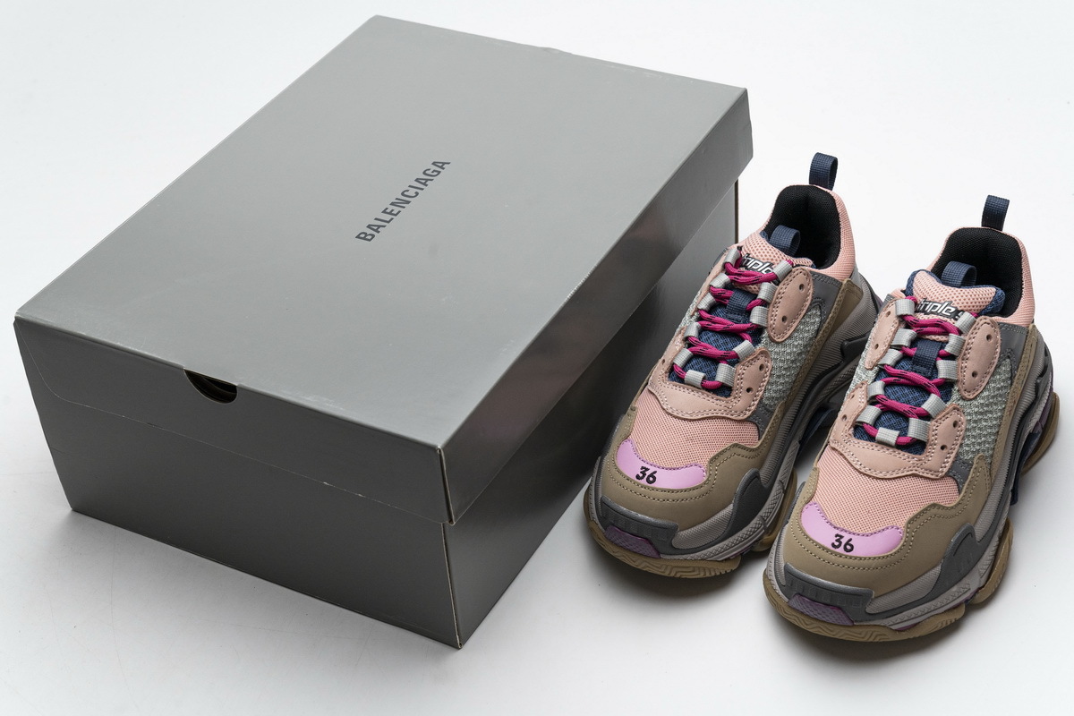 Get Balenciaga Triple S Grey Pink 490672 W09O5 1036