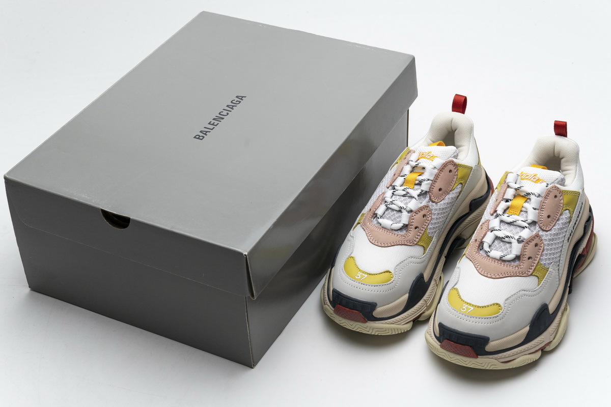 Get Balenciaga Triple S Black Yellow Pink 490672 W09O5 9035